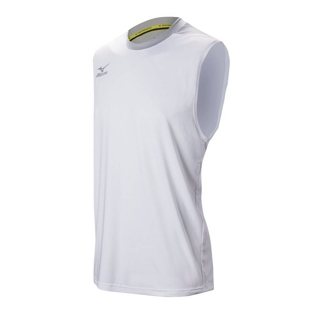 Camisas Mizuno Cutoff - Homem - Branco/Prateadas - NWHBF8619